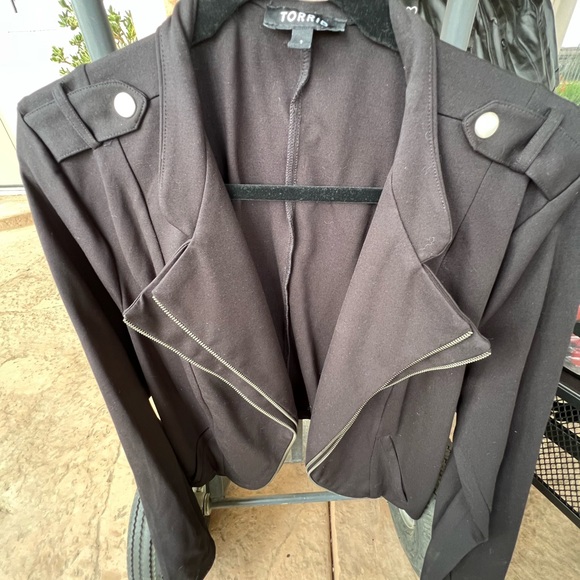 Torrid Black Blazer with Zipper Accents - Picture 2 of 3